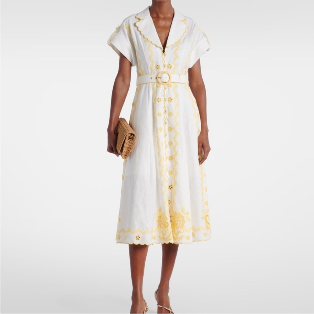 Zimmermann New w Tags - Lucky embroidered linen midi dress Size 1